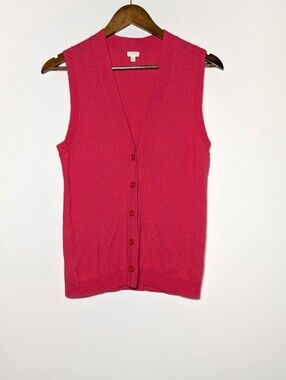 J. Crew Factory Button-front sweater Vest Wool Cashmere Lyocell Blend Pink Small